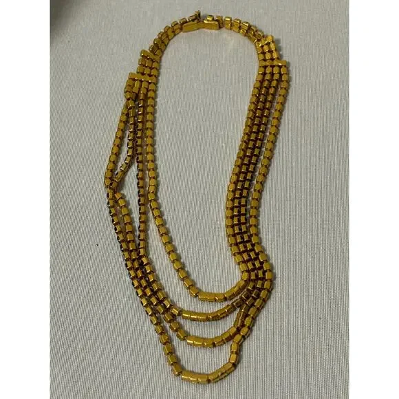 Vintage 70's Necklace Multicolor Aurora Borealis Crystals Gold Tone Stunning - Picture 7 of 7